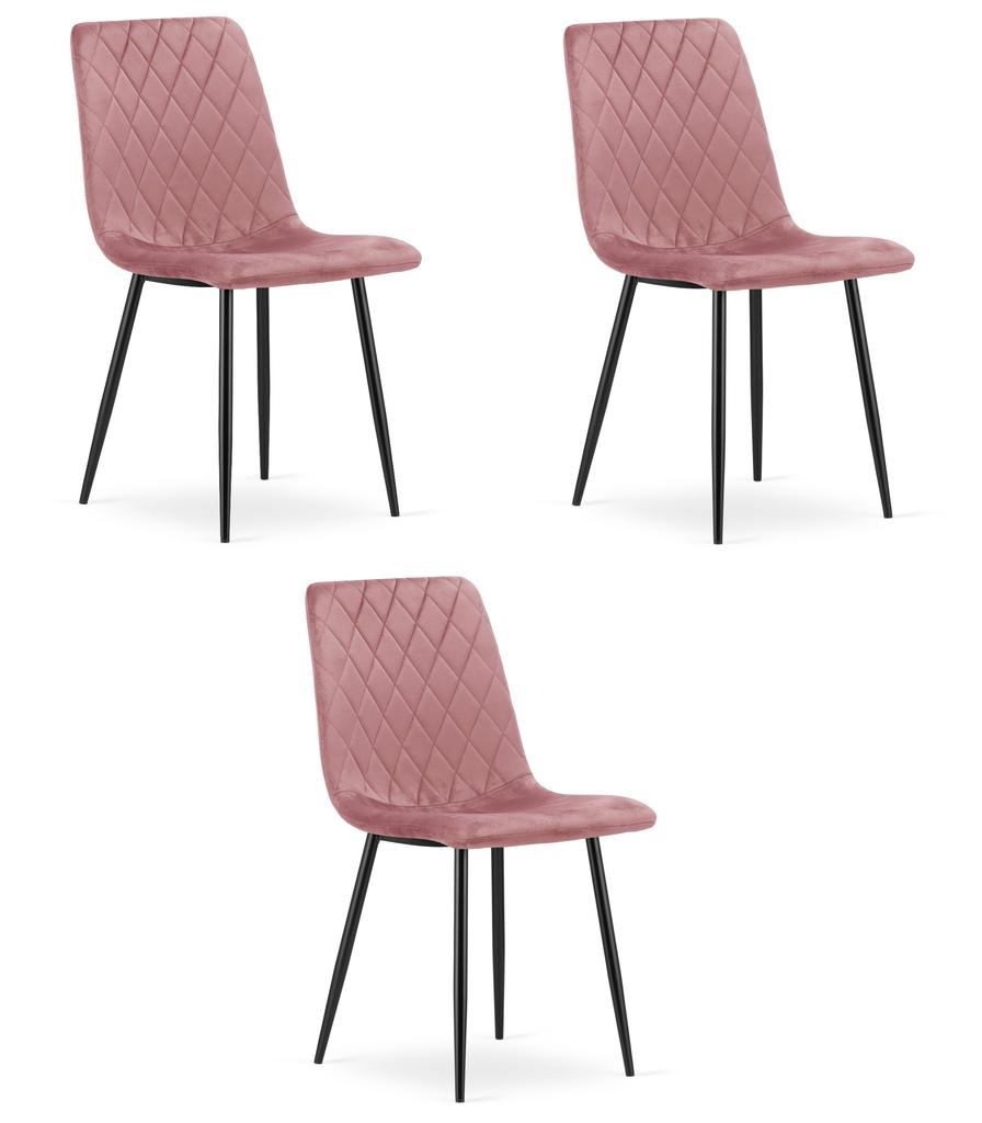 Turin Chair - Pink Velvet / Black Legs X 3