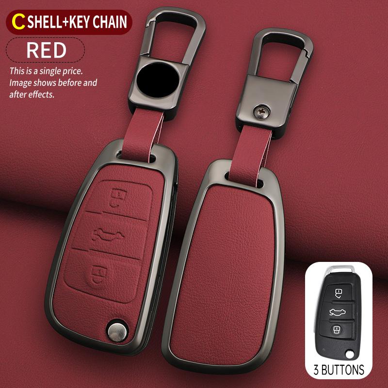 Zinc Alloy Leather Car Remote Key Case Cover for A1 A3 8P A4 A5 A6 C7 A7 S3 S7 S8 R8 Q2 Q3 Q5 Q7 Q8 SQ5 TT RS3 RS6 Keychain