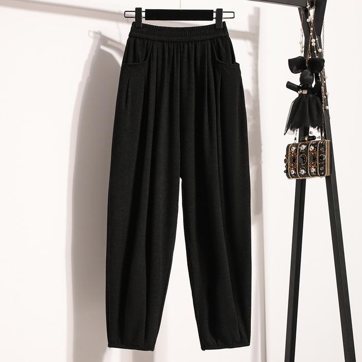 

DIMANAF осенняя женская одежда больших размеров, длинные брюки, слаксы, брюки, базовые, с высокой талией, повседневные, однотонные, женские, свободные 2025 4XL чёрный