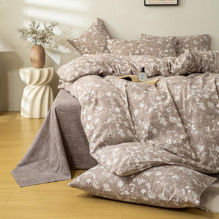 2025 Dickes Hochgewicht Retro Leinen-Print Vierteiliges Set