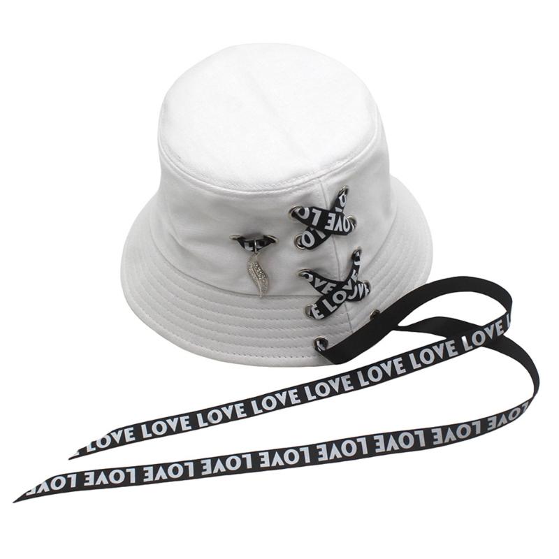 

Stylish Ribbon Detail Bucket Hat Breathable Cotton Adjustable Outdoor Summer Fisherman Hat for Men Women and Teens белый