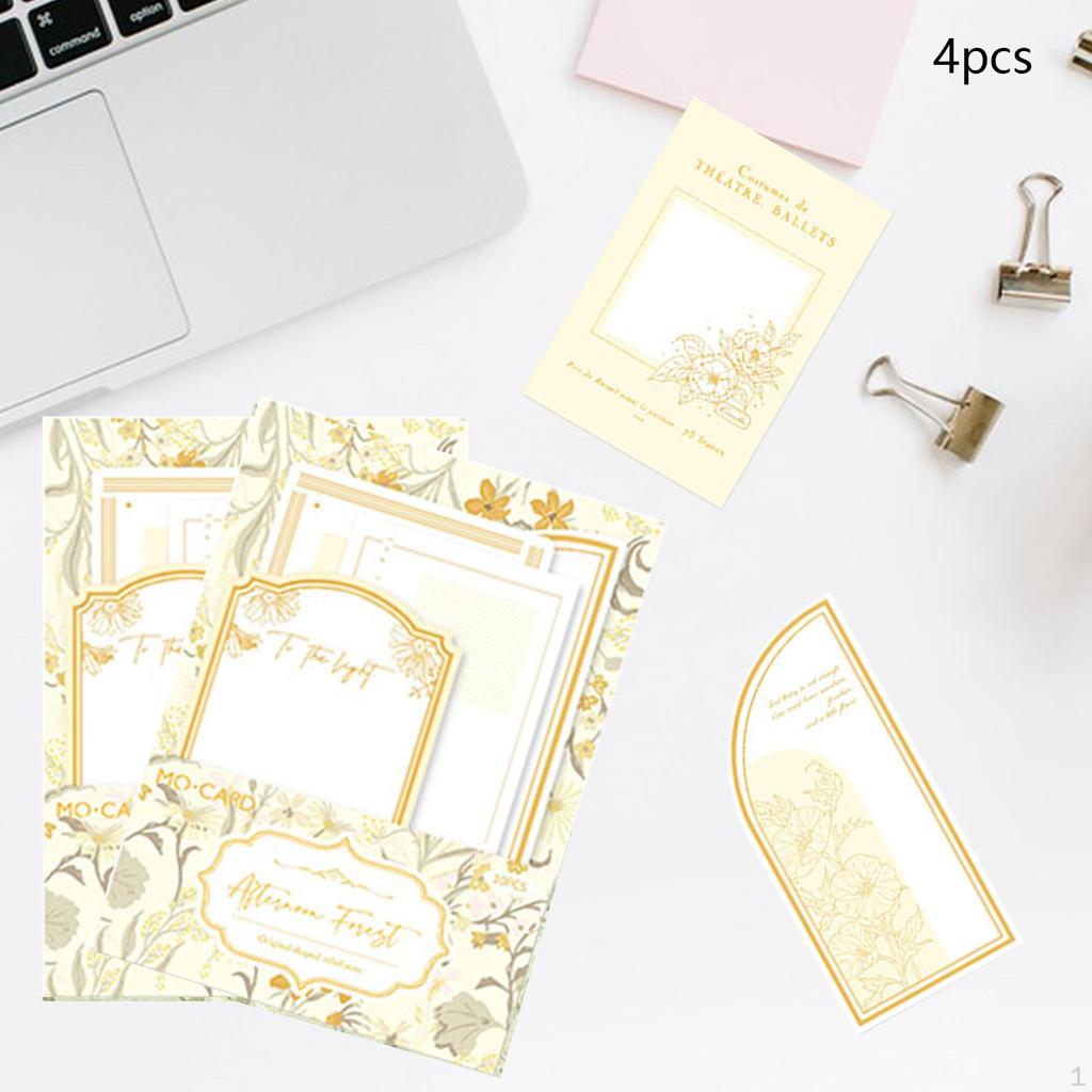 4 Pieces Embossed Notes Journal Decoration Collages Crafts Decorating Creative Elegant Art Scrapbook