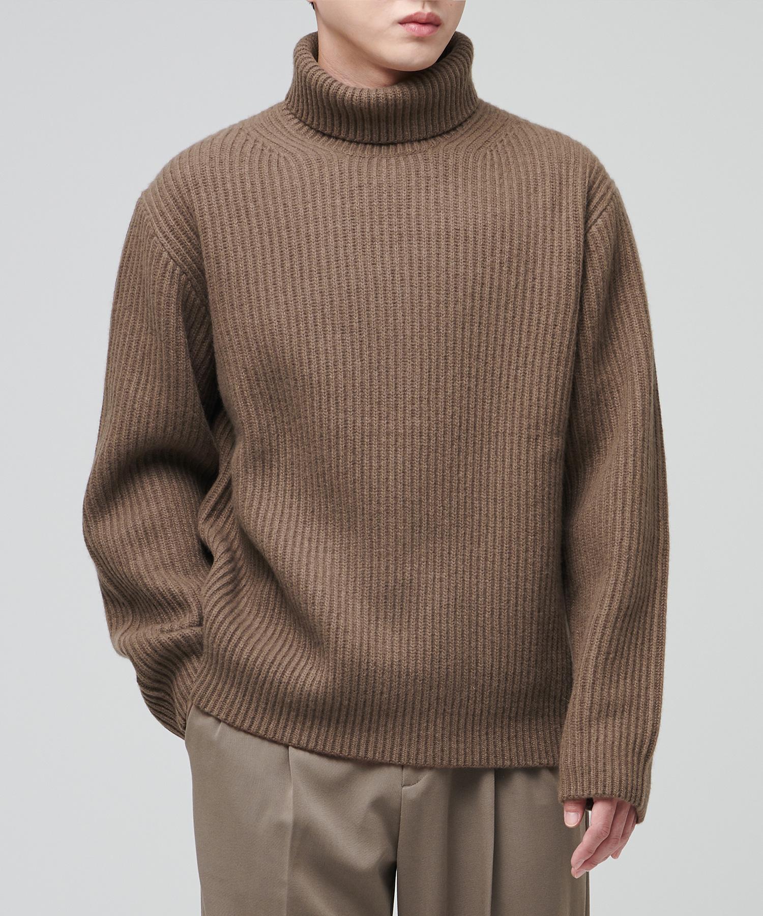 Musinsa Standard Lambswool Ribbed Turtleneck Knit [Mocha] Mocha/2Xl