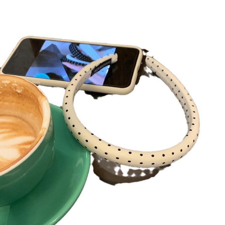 2024 Koreanischer gepunkteter schwarz-weißer Damen-Stirnband mit breiter Krempe zum Gesichtwaschen