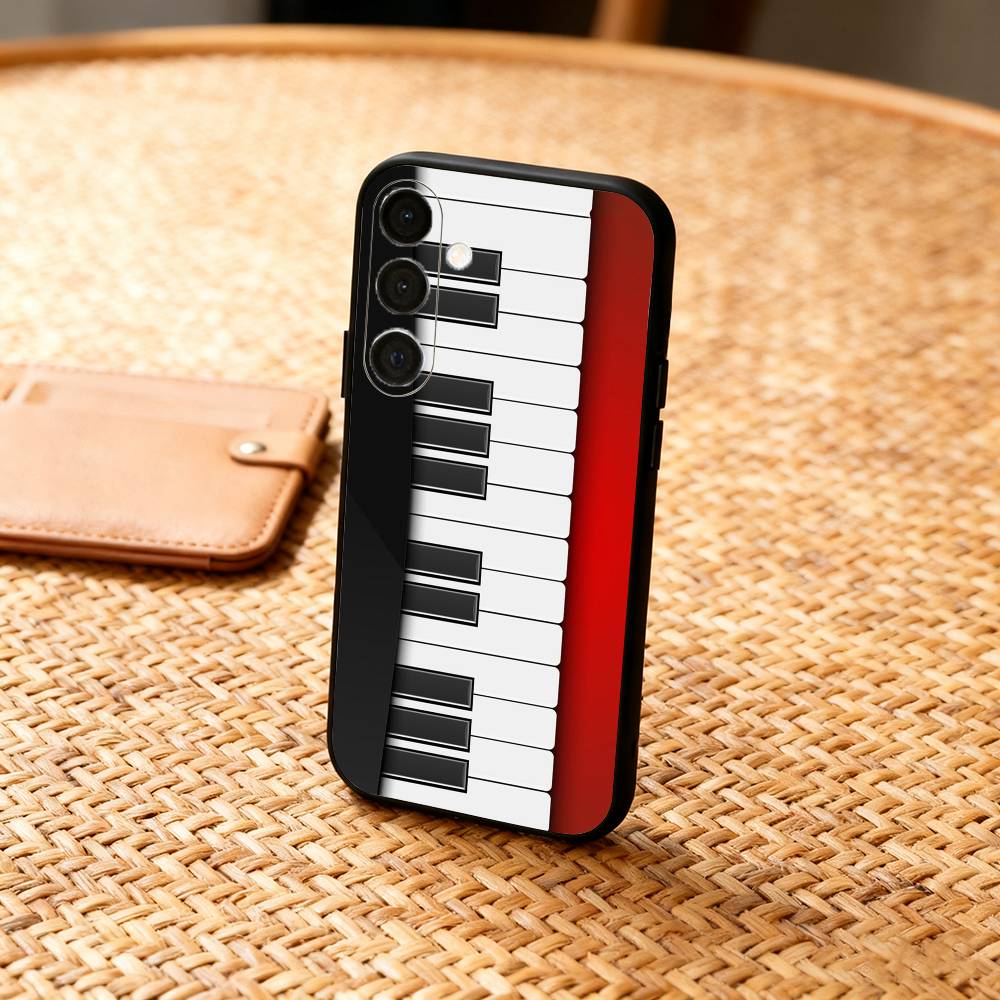 P-Piano Vibe Phone Case For Samsung  A73,72,71,A52,51,40,41,A22,A32,31,A13, Soft Black Shell