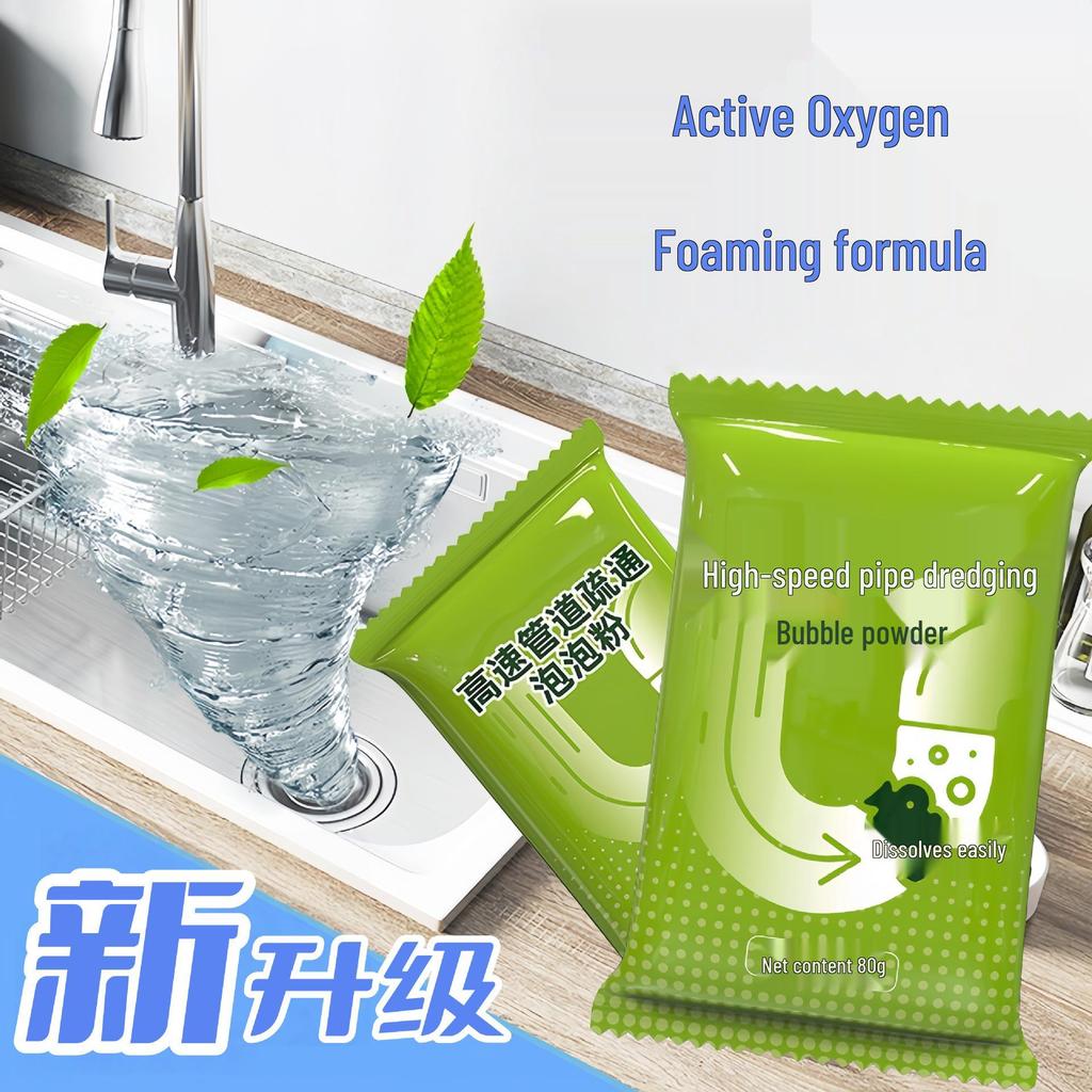 Bubble Power Pipe Unclogger: Oxygen-Infused Drain Cleaner & Deodorizer for Kitchen and Bathroom