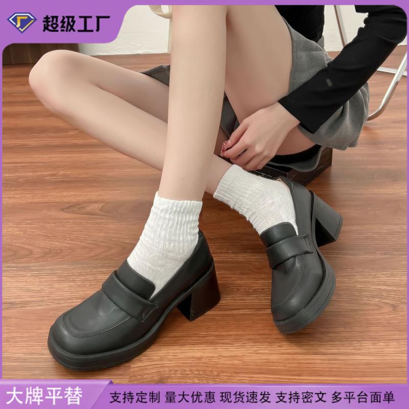 Small thick-soled heightening small leather shoes women's 2025 French retro loafers comfortable soft leather light-mouth shoes children