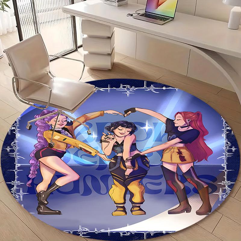 1pc KPop Demon Hunters15 Design Printed Area Round Carpet for Bedroom Living Room Home Decor Rugs Mat Non Slip Mat Rug for Bedside