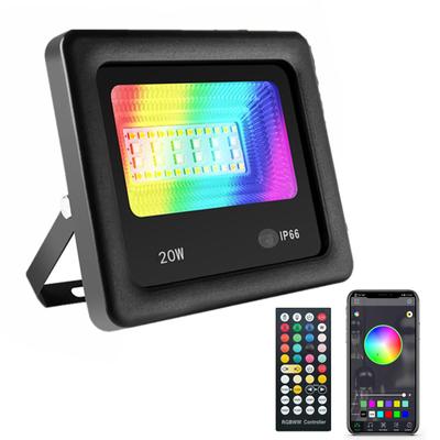 20W RGBCW Flood Light Outdoor Floodlight IP66 Waterproof Remote Control Phone App Control Music