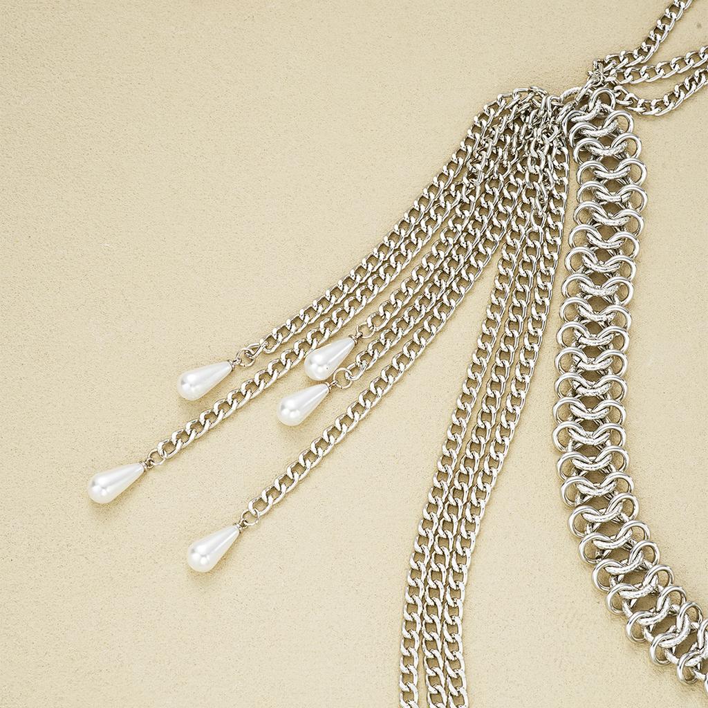 Vintage Imitation Pearl Tassel Waist Chain For Women Silver Color Waterdrop Pendant Multi-layer Belly Chain Female Party Jewelry