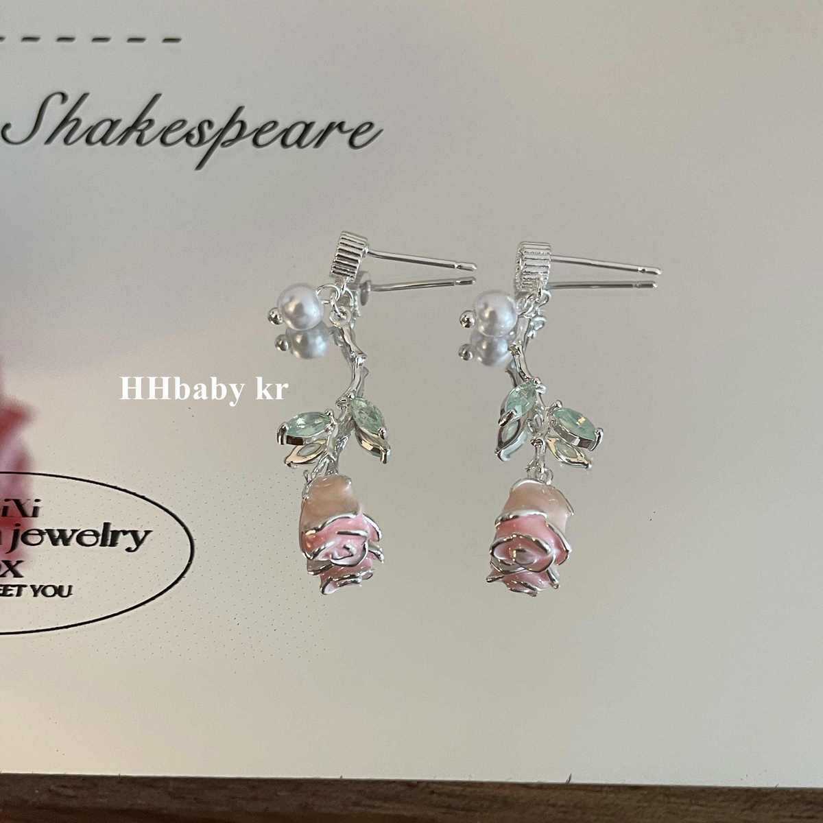 

Diamond dripping pearl flower pendant earrings fashionable small fresh earrings versatile temperament high-end earrings