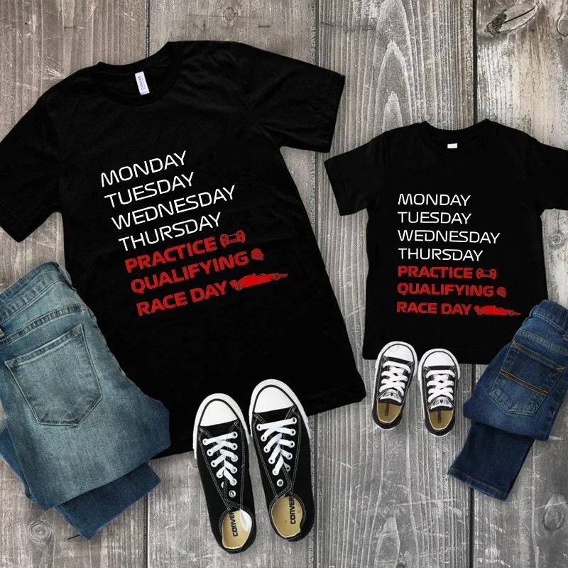 Race Week T-Shirt for Men Women Kids Clothing Practice, Qualifying, Race Day Design Tshirts Casual Men Clothing Racing Fan Gift