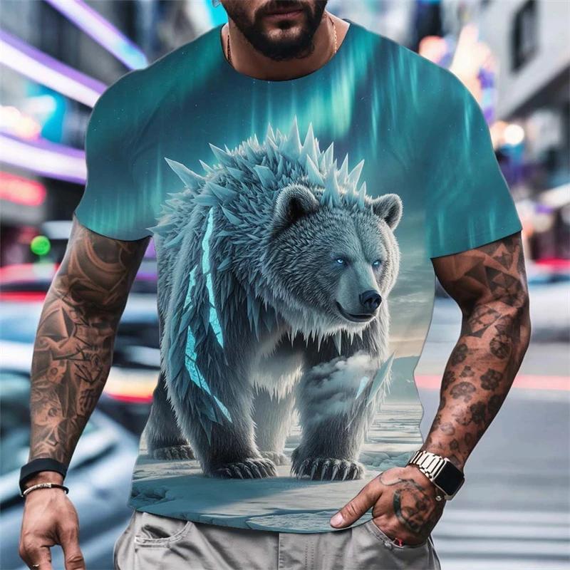 Modische Polarbär Grafik T-Shirts Sommer Trend Kurzarm Rundhals 3D Gedruckte Herren T-Shirts Locker Streetwear Kinder T-Shirts Oberteile