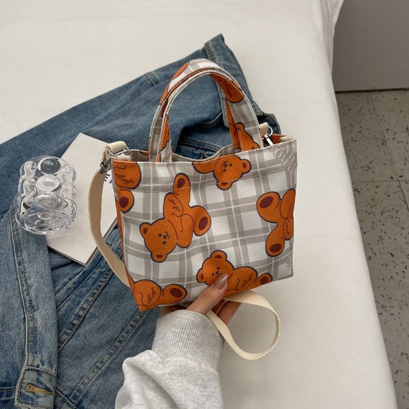 Gentle Women's Letter-printed Small Tote Bag, Street Chic Canvas Mini Tote Shoulder Bag, Versatile Teen Women's Crossbody Bag