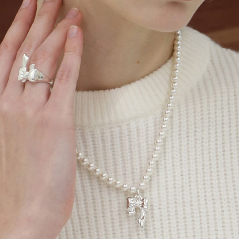 RENIFER [SREBRO 925] ŚWIĄTECZNY NASZYJNIK Z KOKARDĄ 05