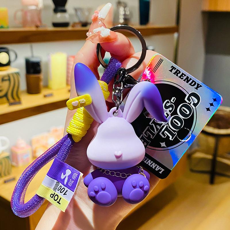Creative Gradient Rabbit Bag Charm Adorable Pvc Key Accessory For Graduates