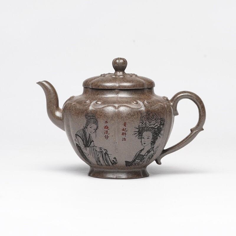 310ml Authentic Yixing Purple Clay Teapots Handmade Four Great Beauties Pot Raw Ore Wood-fired Porcelain Mud Kettle Zisha Teaset