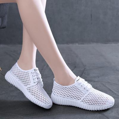 Damenschuhe mit ausgehöhlten, atmungsaktiven Schnürschuhen, atmungsaktivem Mesh, leichte Schuhe, lässige All-Match-Sneakers, Zapatos De Mujer