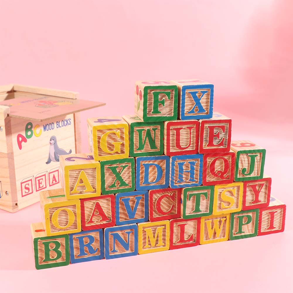 Alphabet & Number Wooden Building Blocks Early Education Number Stacking Blocks  Kids Toy