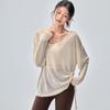 Women's Korean Style Long Sleeve V-neck Yoga Top - Loose, Breathable, Casual Sportswear