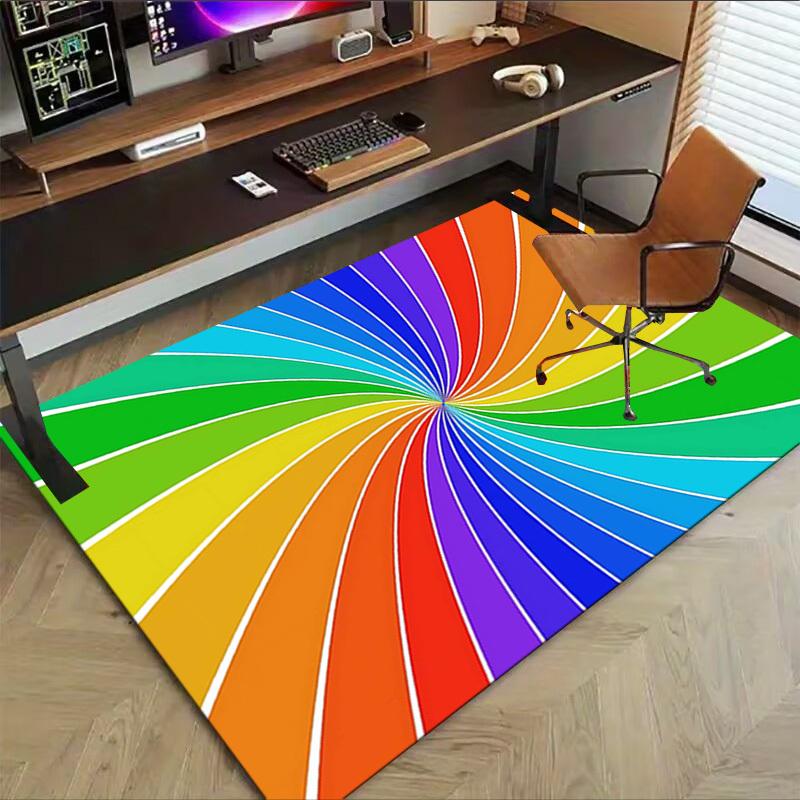 1PC rainbow spiral Extra Large Non Slip Floor carpet, Office, family, bedroom, Studio Large Area Rug Indoor Rugs, , Vibrant Colors