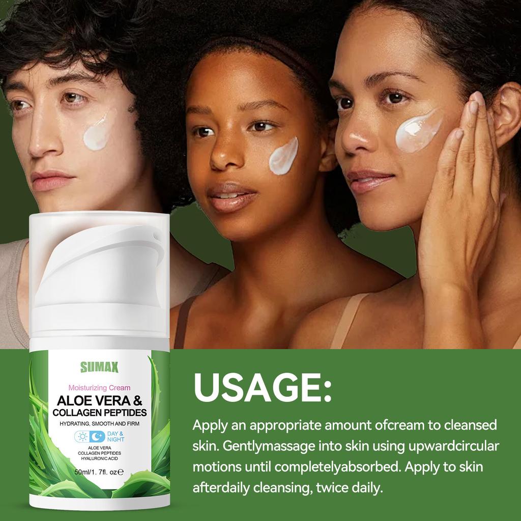 50ml Duckbill Press Bottle Aloe Vera Gel Pro-Peptide Moisturizing Resurfacing Cream Moisturize and Brighten Skin Tone Revitalize and Nourish Hydrate