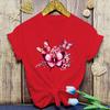 Flowers Butterfly Print Tshirt Summer Fashion Casual Short Sleeve Round Neck Tops Women/Mens T-Shirts
