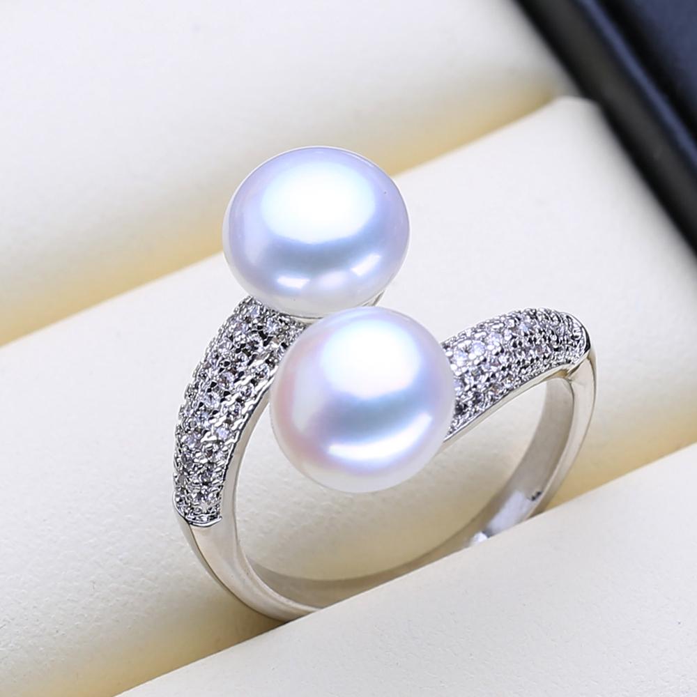 

LSOOYH Кольца из натурального пресноводного жемчуга для женщин Классическое серебристое кольцо для вечеринок Подарки на день рождения Оптом adjustable белый