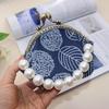 10.5cm Canvas Leaf Print Clasp Coin Purse - Handmade Retro Ladies' Clutch with Snap Closure