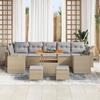 VidaXL Ensemble de Canapés de Jardin 10 Pièces avec Coussins Beige Rotin Poly Acacia 3361992