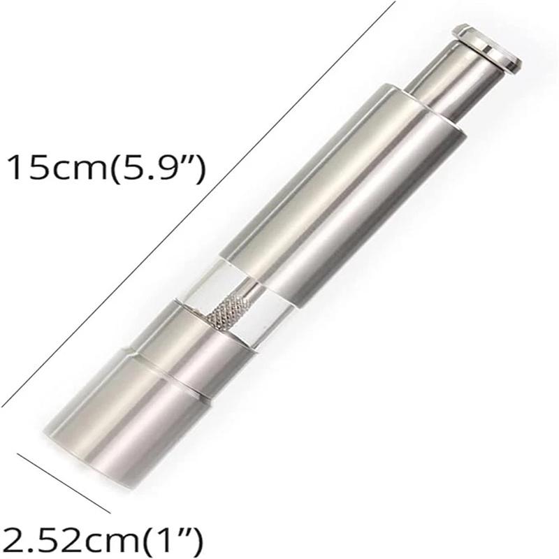 Novelty Thumb Push Pepper Mill Portable Salt Mill Manual Pepper Mill Salt Shaker Stainless Steel Spice Grinder Barbecue Kitchen