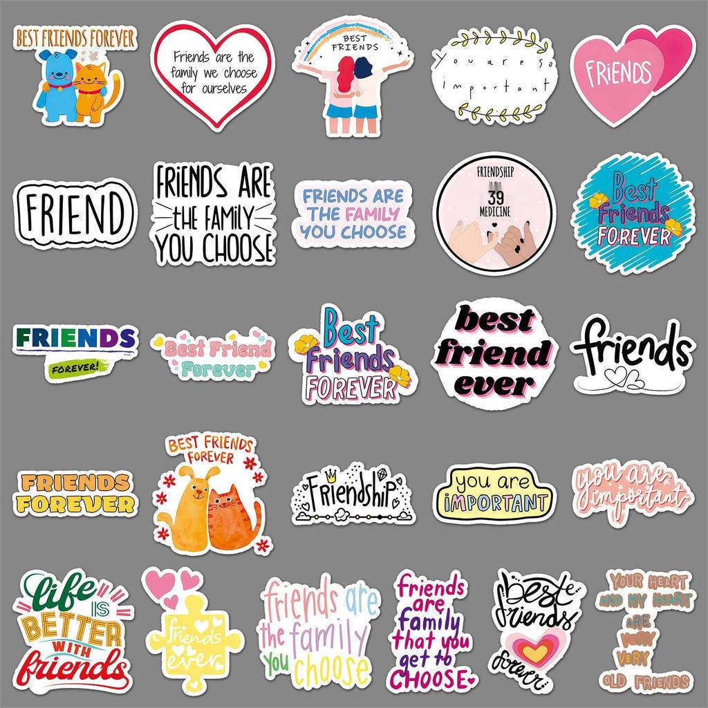 51 Positive Friendship Stickers: Uplifting English Phrases for Journals, Waterproof Decoration