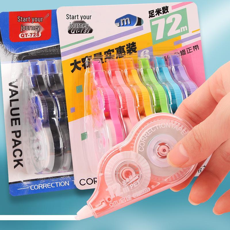 Qitu Correction Tape Set: High-Capacity 72M for Students and Kids