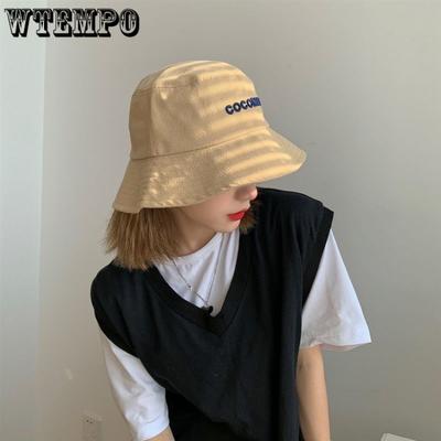 Female Hat Outdoor Sunscreen Sunshade Hat with Alphabet Student Versatile Fisherman's Hat