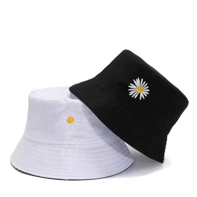 Unisex Zweiseitiger Gänseblümchenhut Mit Kurzer Krempe Baumwoll-Polyester Sonnenschutzmütze Outdoor Reisen Strand