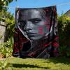 1pc Cyberpunk Outdoor Flannel Blanket for Girls Soft, Lightweight Throw Perfect for Camping, and Gifting, Digital