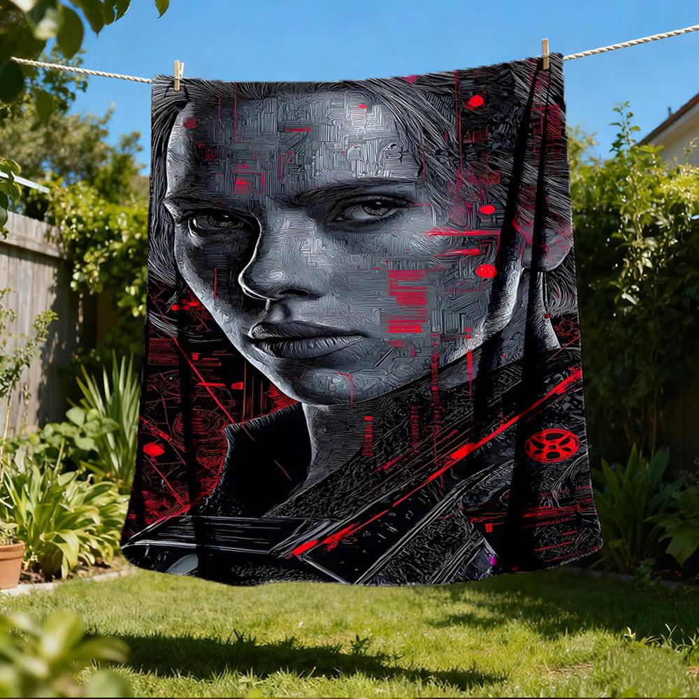 1pc Cyberpunk Outdoor Flannel Blanket for Girls Soft, Lightweight Throw Perfect for Camping, and Gifting, Digital