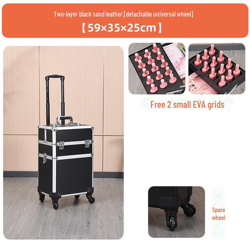 

Профессиональный многослойный ящик для хранения визажистов с запирающейся конструкцией для косметических, маникюрных и татуировочных инструментов. two-layer чёрный