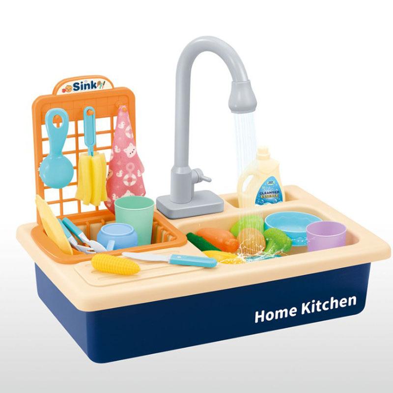 Children'S Electric Circulating Water Washing Basin, Kitchen Cooking Set, Playing House Washing Table Toys