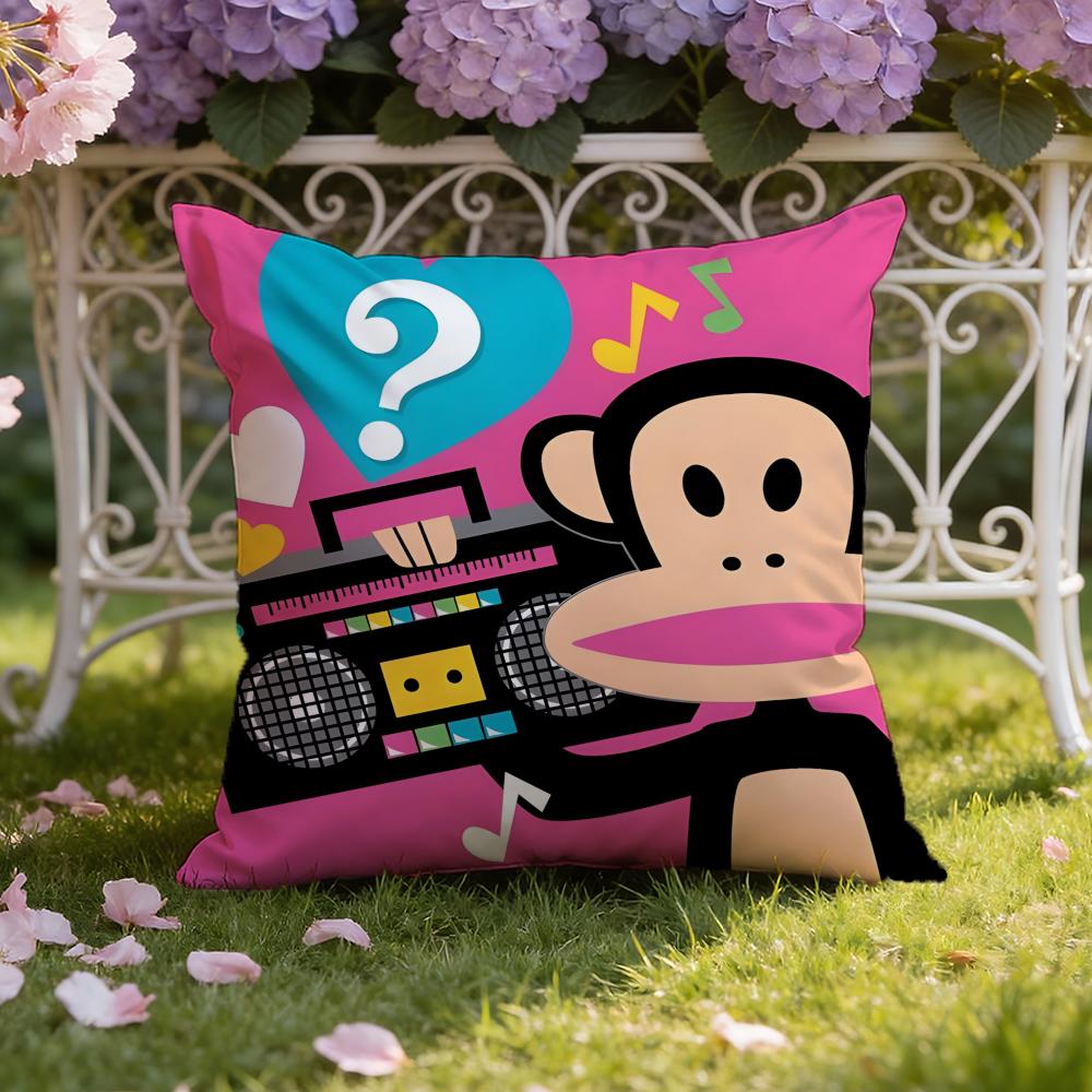 Cartoon P-Paul Frank Monkey Cushion Cover Home & Car Dual-Scene Pillow Cover: Reversible for Premium Comfort