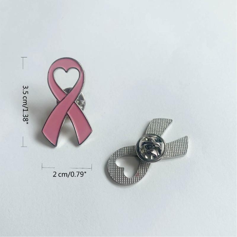 Pink Ribbon Brooch Pins Hope Ribbon Lapel Official Breast Cancers Awareness Lapel Pin for Charity Public Social Event