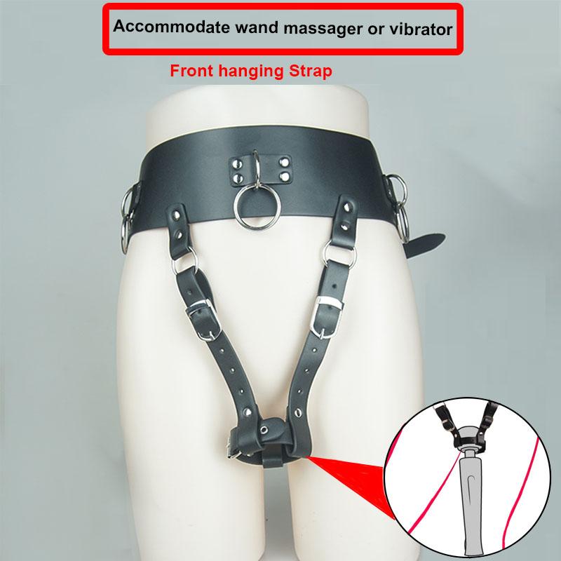 BDSM Leather Forced Orgasm Belt,Strap On Wand Massagers Vibrator Harness,SM Handcuffs,Bondage Set Sex Toys For