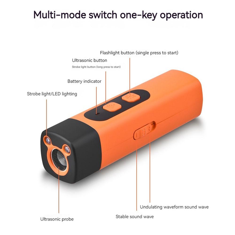 Ultrasonic Dog Repeller Rechargeable Dog Bark Deterrent Device with LED Flashlight Dog Repellent Dog Trainer for Dogs