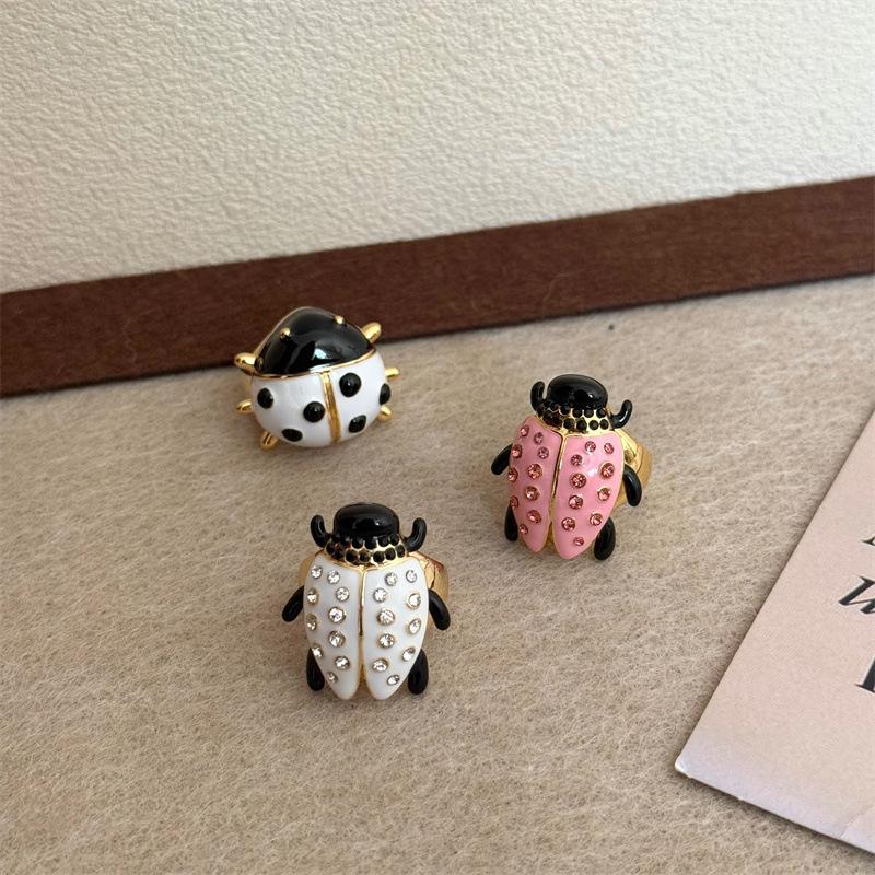Geometric Insect Drip Oil Ring Korean Fashion Beetle Painting Ring Minority Design Jewelry Accessories Chunky Enamel Ring Gift