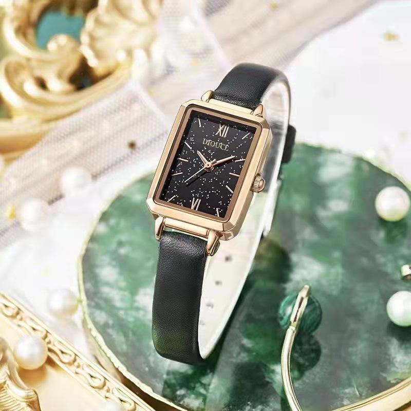 Small Green Watch Genuine Light Luxury Niche Watch Women'S Student Simple Temperament Small Dial Watch Waterproof