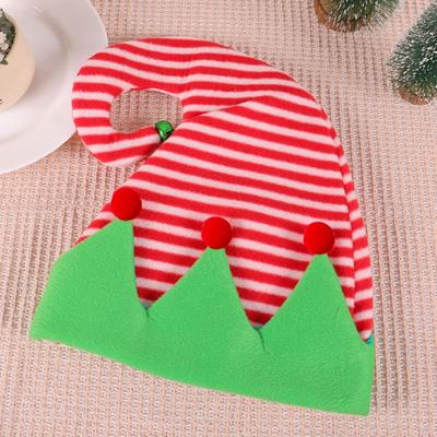 New Creative Ball Stripe Xmas Cap Christmas Xmas Soft Red Santa Elf Hat New Year Winter Outdoor Christmas Hat