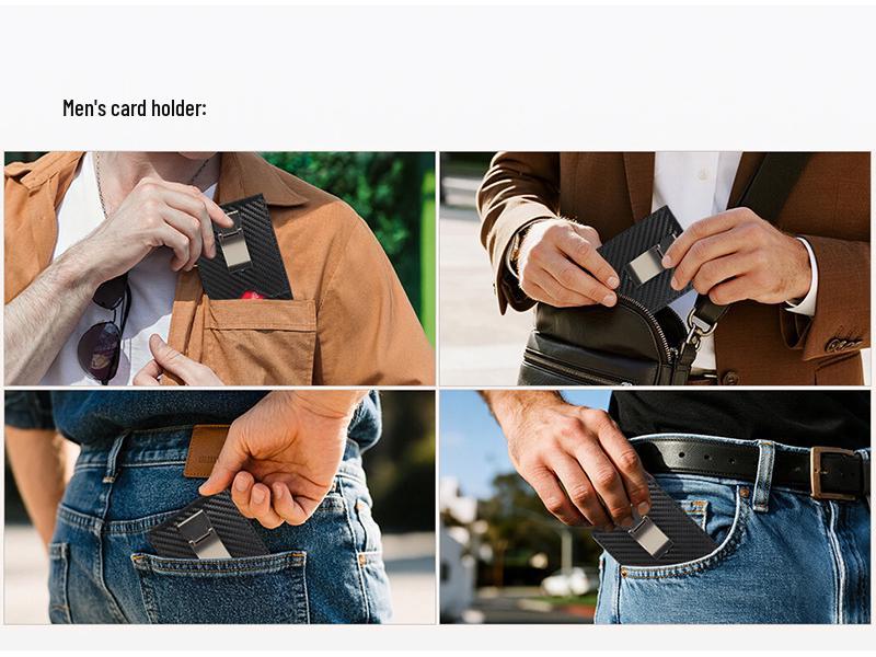 Multifunctional Minimalist Metal Money Clip Wallet with PU Leather and Multiple Card Slots for Men