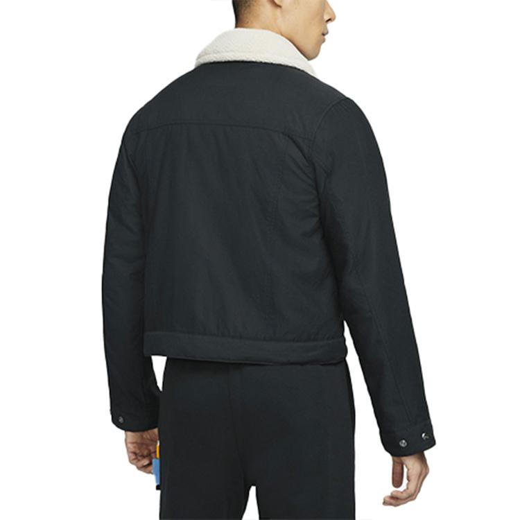Nike Jaqueta Esportiva com Gola de Lã Casaco de Algodão Inverno Masculino Roupa Exterior Preto DA6716-010