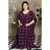 Purple Floral Printed Cotton Night Gown Indian Women Summer Night Wear Nighty