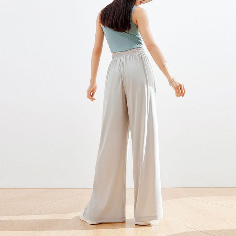 Anta Training Series Solid Color Mid-Rise Breathable Straight Leg Casual Pants Women Bottoms Galaxy-Gray 962427303-1